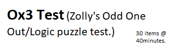 OX3 (Odd One Out test) IQ-test